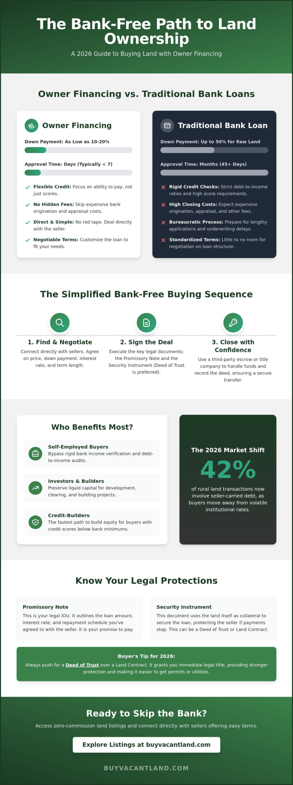 Land with Owner Financing: The Complete 2026 Bank-Free Buying Guide